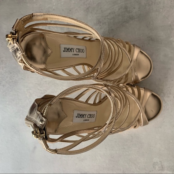 Jimmy Choo, Virginia Gold Metallic Heel - Picture 7 of 15